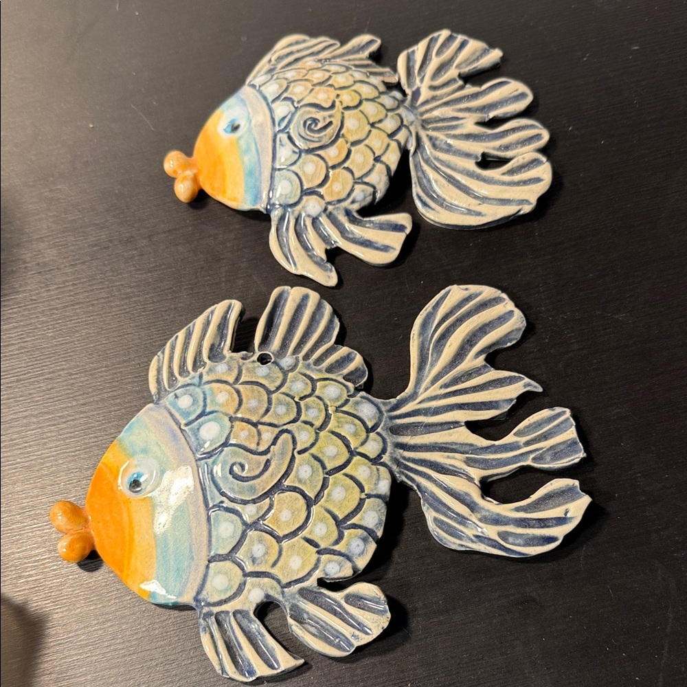 Turkish pottery Fish Wall Decor - Blue and Orange